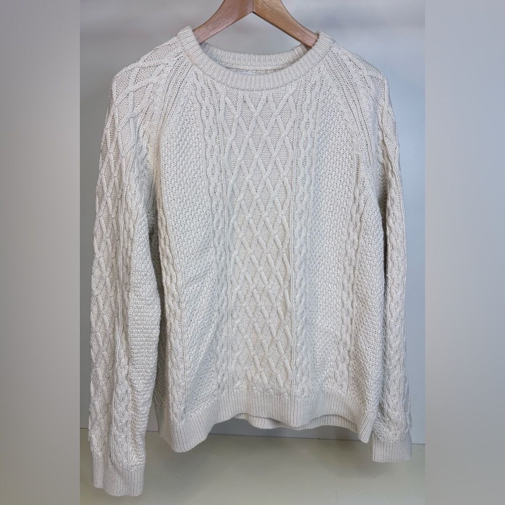 NWT J. Crew Women's Ivory Cable Knit Sweater Lg